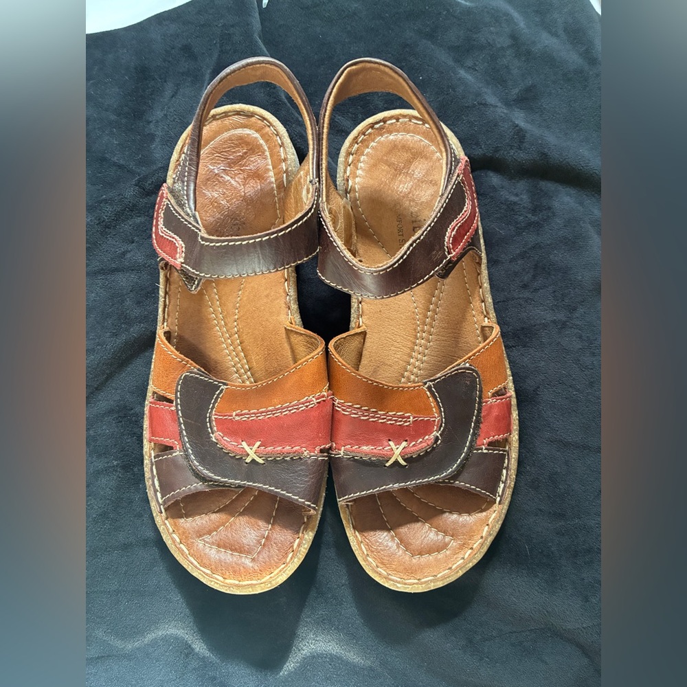 Josef Seibel Sandals Size 6.5-7 (37) Colorful Leather made in Bulgaria